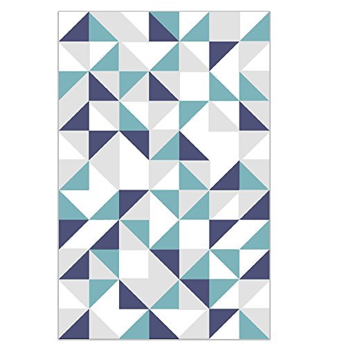 Alfombra de sofá moderna con patrón geométrico azul antideslizante para mesa de centro