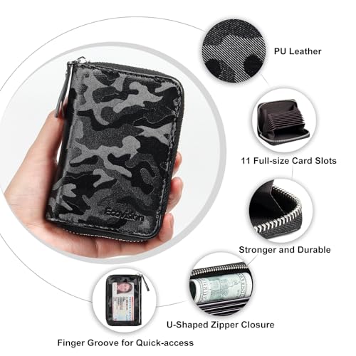 Image of Credit Card Wallet, RFID Card Case Wallet, Zipper Card Cases Holder for Men Women, RFID Blocking, KeyChain Wallet, Compact Size Card Organizer Case for Women