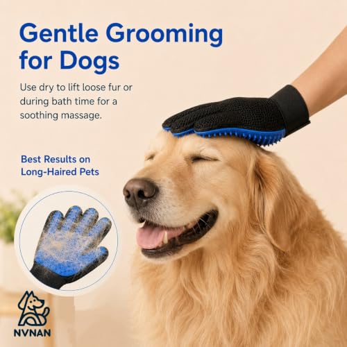 Image of NVNAN Pet Hair Removal Glove for Dogs & Cats, 2-Pack Blue