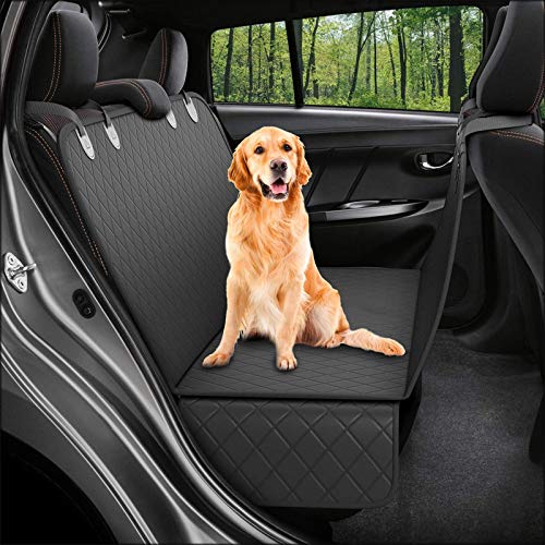 GoBuyer Dog Car Basket Carrier Seat Cover Protector Liner for Car Boot and Back/Rear Seat Accessories - Universal, Heavy-Duty & Non-slip + Seat belt Strap