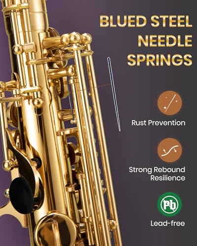 fesley saxophone e flat alto saxophone saxofn alto for professional sax for beginners amp students saxophones with reeds neck strap sax case amp portable cleaning kit gold