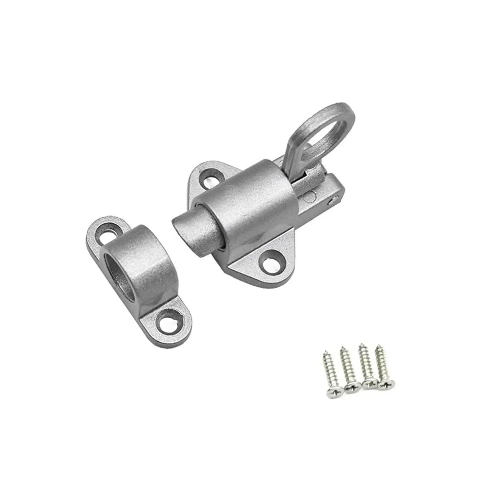 10 pezzi di chiavistello a molla for porta, bullone chiusura automatica, anello trazione, blocco sicurezza for finestra e cancello Per Porta(Silver)
