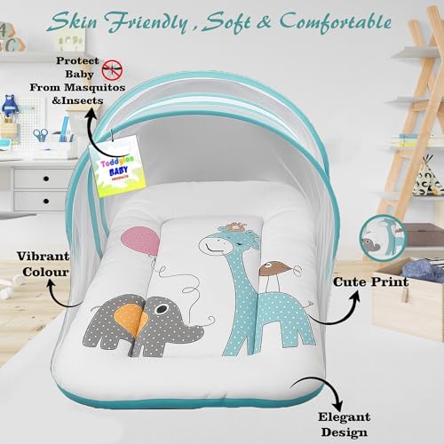 Image of Toddylon Baby Bedding New Born Bed with Mosquito Net, Mattress, Insect Protection for Baby Boys Girls (0-6 Months)