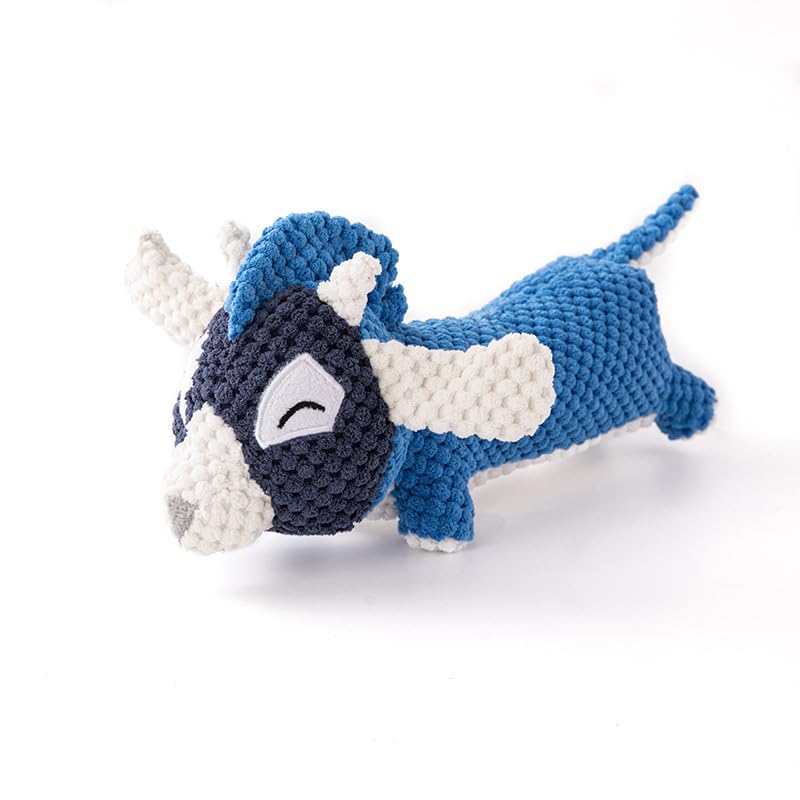 Juguete de peluche para perros, juguete masticable chirriante para limpieza de dientes y juego interactivo, peluche suave Yuka para masticar suavemente (cabra)