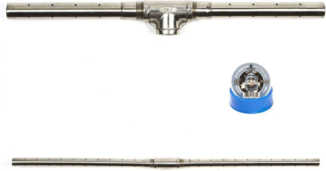 EasyFirePits Stainless Steel Fire Ring Mounting Kit and 316 Stainless Linear Burner (122.00, 122 Inch Trough Burner)