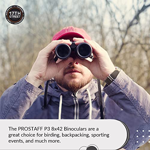Nikon Prostaff P3 8X42 Waterproof Binocular For Adults | Small & Compact Travel Binoculars For Bird Watching | Lens Pen Cleaning System, & Flashlight Bundle Set #TOP3