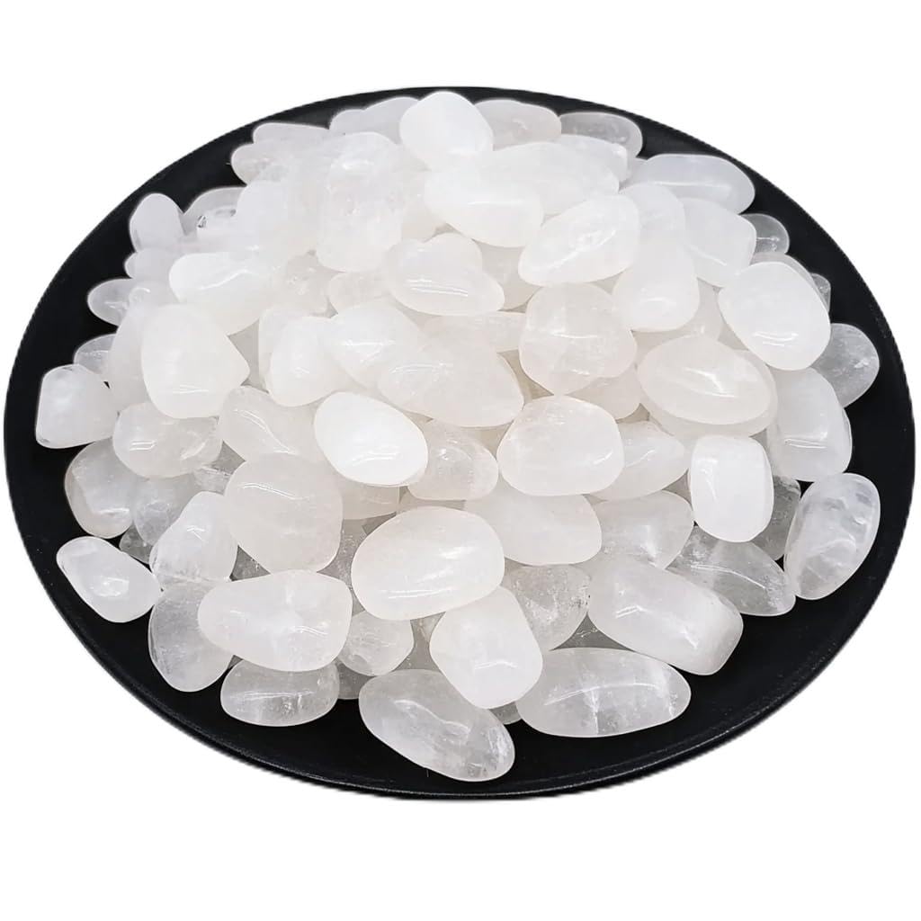 Polished Milky Quartz Crystals - 72 Pcs, 0.5" 10 oz Handpicked Natural Tumbled Gemstones Agate Jasper Rocks, Pebbles for Reiki, Chakra, Healing Home Decor