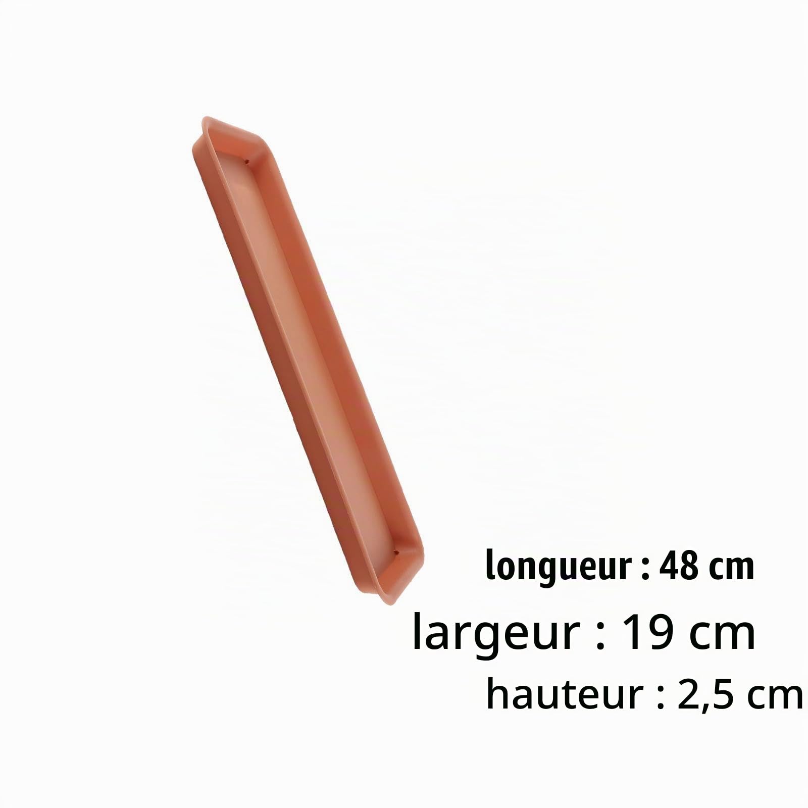 5X Soucoupes pour Plantes, Plateaux de Jardinières Rectangulaires, Soucoupe pour Pot de Fleurs en Plastique pour Cour, Jardin, Intérieur et Extérieures, 48 cm x 19 cm, Rouge