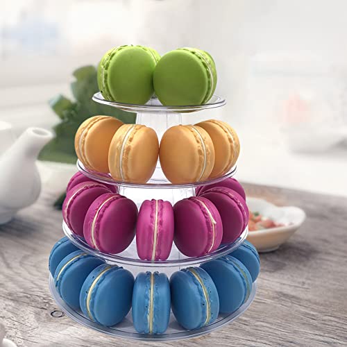 popyes Présentoir à Macarons 4/6 étages Support Macarons Mariage Macaron Tour de Gâteau pour Fête, Anniversaire, Décoration de Mariage (4 étages)