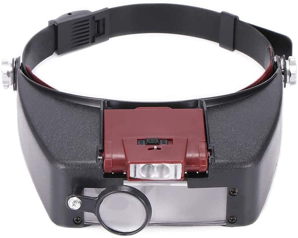 SaryEdge Magnifying Glasses Dental Loupes, Hands Free Headband Magnifier Jeweler Magnifier Head Mounted Magnifier with LED Magnifying Glasses Lens Loupe LED Head Visor for Watch R,