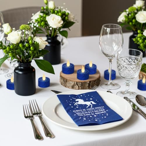 Image of FURORA LIGHTING Royal Blue Glitter Flameless Tealights - 1.45 inch W x 1.57 inch H, 12-Pack, Batteries Included