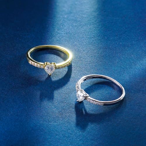 Heart Solitaire Moissanite Ring for Women, 925 Sterling Silver Ring, Gift for Wedding, Engagement And Anniversary With Certificate, White and Gold Color Options, 0.5ct Total2