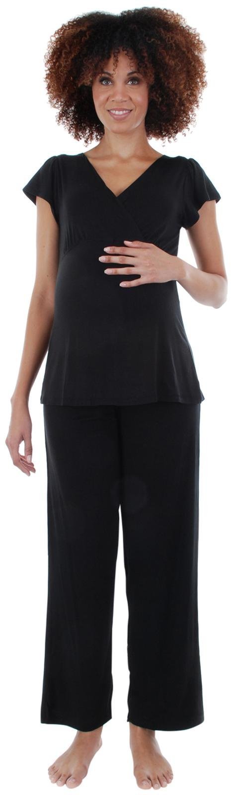 Everly GreyWomen's Maternity Serena Maternity & Nursing 2-Piece Flutter Sleeve Top & Pant Set