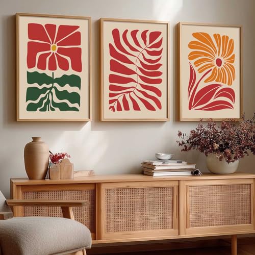 Image of kotart Home Decor Boho Painting Decorative Wall Art poster With Frame For Living Room Bed Room Hotel Wall Decor Digital Reprint Set of 3 (13X17 inch)