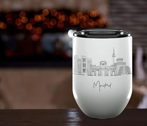 Miniatura 449 de Taza de cerámica Madrid Spain Skyline, taza blanca de recuerdo de Europa de 11 onzas, taza de café personalizada, regalo para cumpleaños, taza