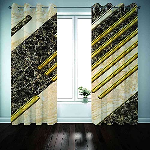 Rideaux à oeillets isolant thermique et phonique avec impression texture dorée 3D - 4