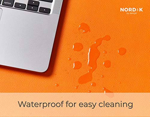 Image of Nordik Leather Desk Mat -Tangerine Orange- Large Leather Desk Pad 35x17in