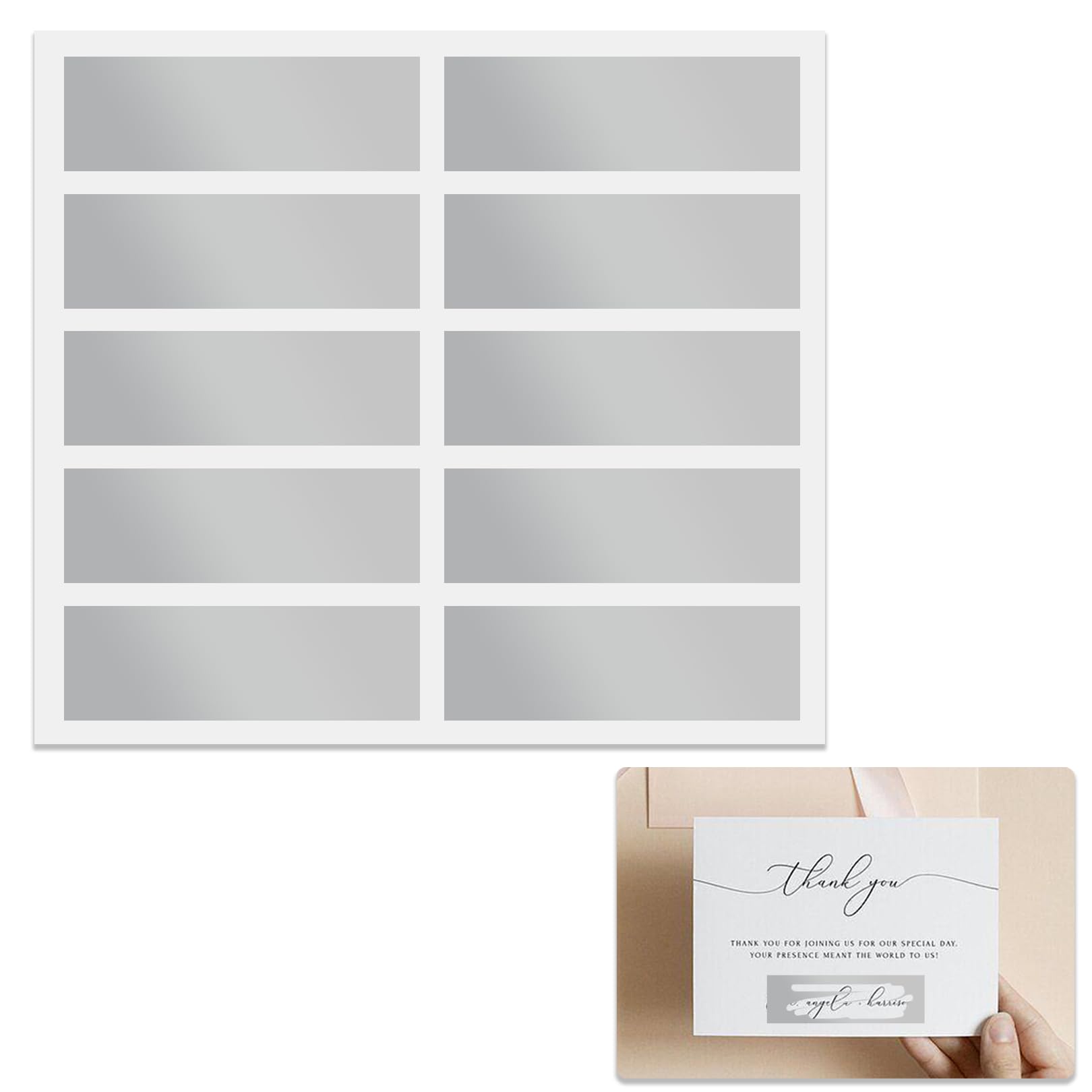 50 Pack Scratch Off Stickers,Grey Rectangle Scratch Card Reveal,Self-Adhesive Scratch Labels Silver Rectangle,for Surprise Gift Reward System Users,Game Lovers (48mm*15mm)