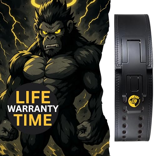 Image of Muscleape 13mm Lever Belt. 4 inch Wide Genuine Leather. Quick-Release Steel Alloy Lever. Adjustable Powerlifting Belt With Lifetime Brand Warranty. Hard Leather For Professional Athletes. (XL)