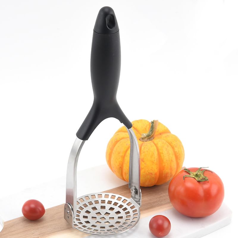 Machacador de patatas de acero inoxidable, triturador de patatas, triturador de verduras, triturador de patatas para lavavajillas, puré de patatas cremoso (27,5 x 9,4 cm)