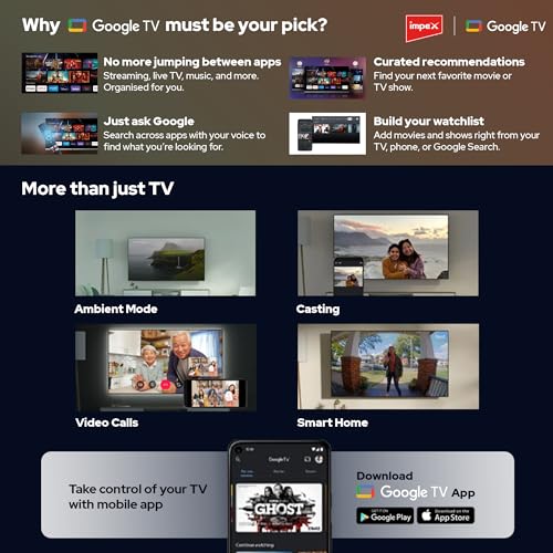 تلفزيون سمارت جوجل 55 بوصة 4K UHD من سلسلة ايفو كيو امبيكس شاشة LED لون أسود طراز evoQ 55S4RLC2