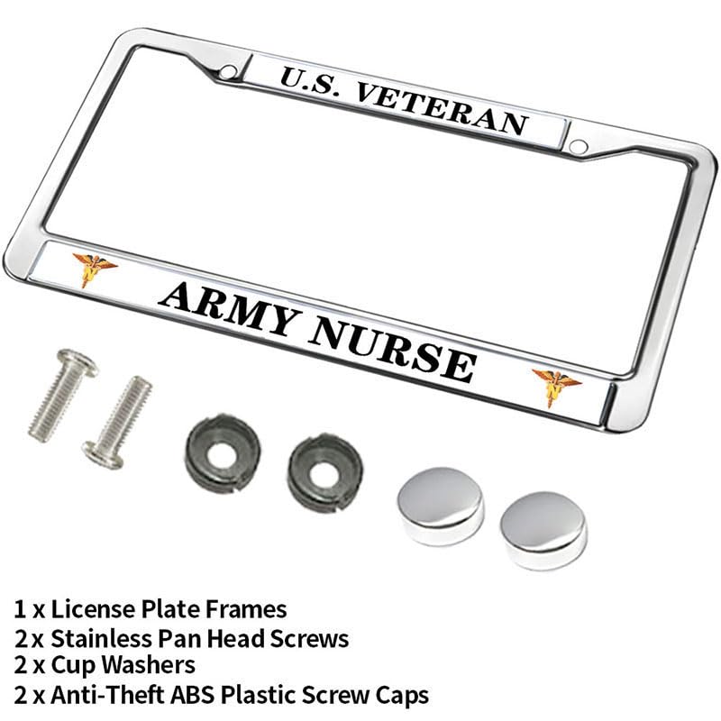 Image of Military Nurse Veteran License Plate Frame - Military Medical Service Car Accessory