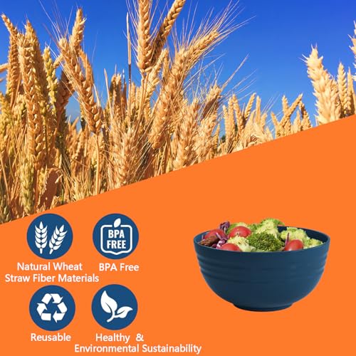 Image of Homestockplus 【Set of 6】 Unbreakable Soup Bowls, 34 Ounces Big Bowls Microwave and Dishwasher Safe BPA-Free Bowl for Cereal, Salad, Soup, Ramen,Oatmeal Apply to Kitchen, Dishwasher & Microwave Safe