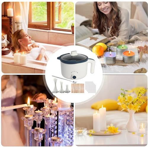 Panela de derretimento de cera para fabricação de velas, kit de fabricação de velas com adesivos de