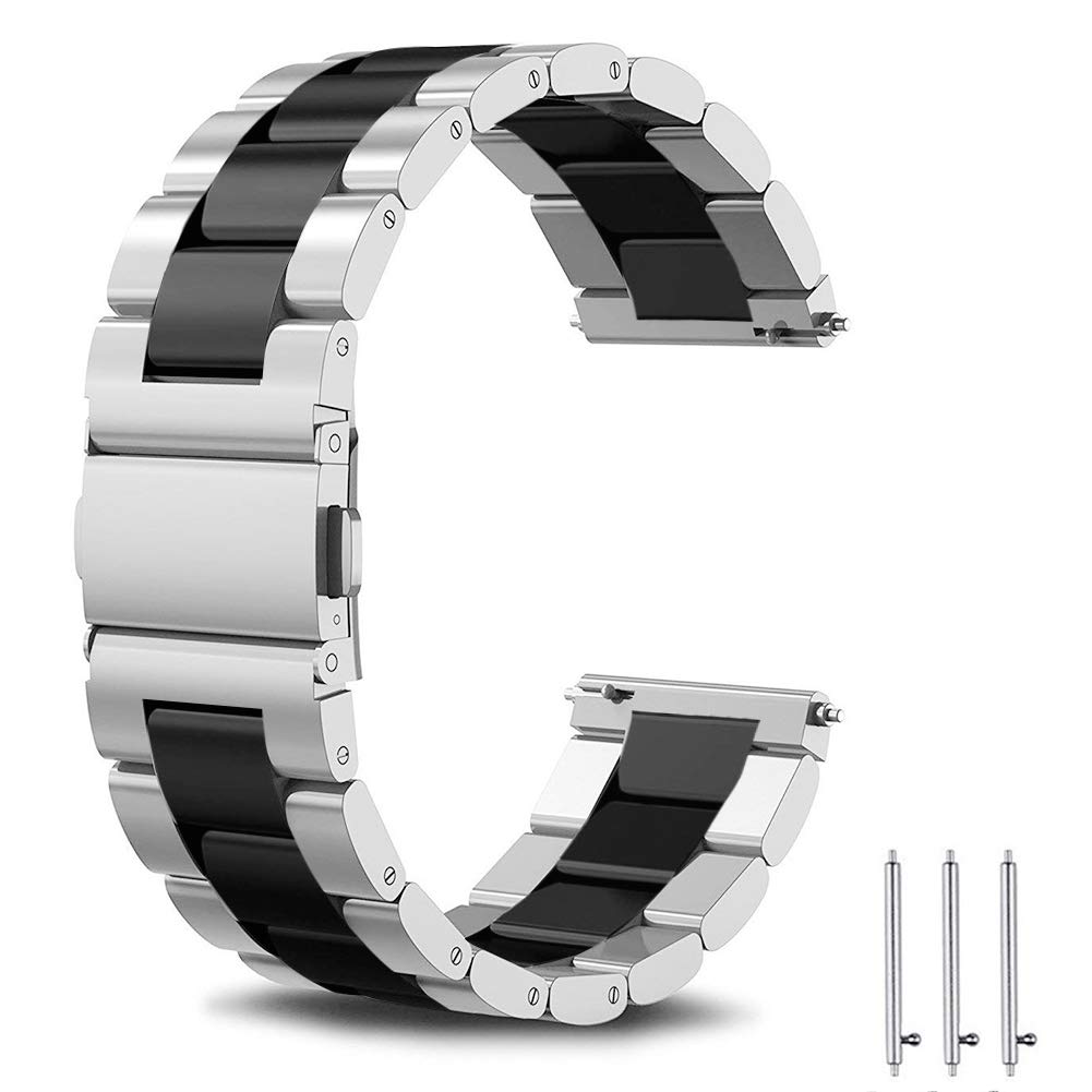 SUNDAREE Compatibile con Cinturino Samsung Galaxy Watch 3 45MM/Garmin Venu 3/Honor MagicWatch 2 46MM/GTR 4/Ticwatch Pro 3 Ultra,22MM Nero+Argento Uomo Metallo Acciaio Orologio Ricambio Band