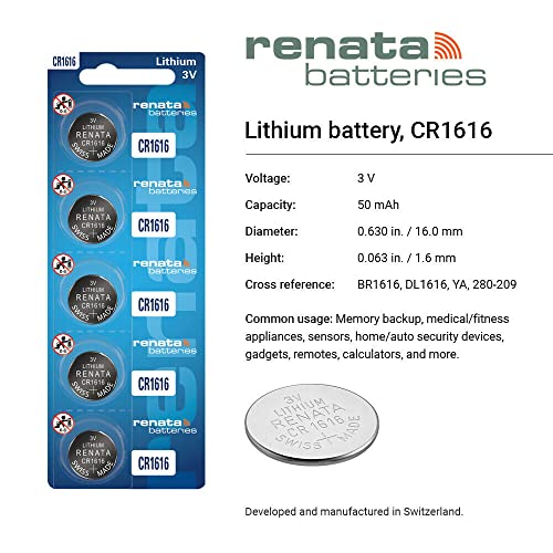 Renata Cr1616 Batteries - 3V Lithium Coin Cell 1616 Battery (5 Count) #TOP1