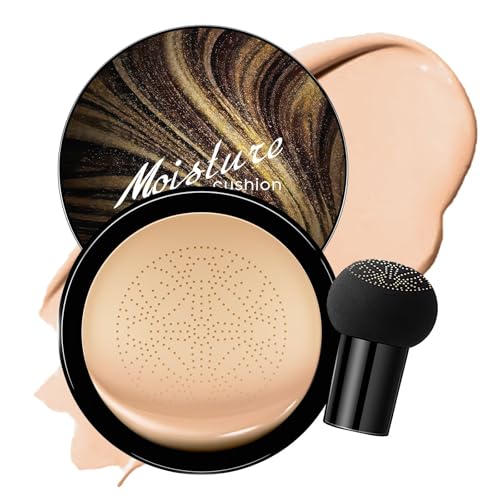 Mushroom Head Air Cushion CC Cream - Tattoo Cover up Makeup Waterproof for Mature Skin Moisturizing Concealer Brighten Long-Lasting, Gold Packaging (Natural, 3.21 Ounce (Pack of 1))
