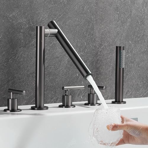 Robinet de baignoire or brossé pour salle de bain design avec douche à main relaxante