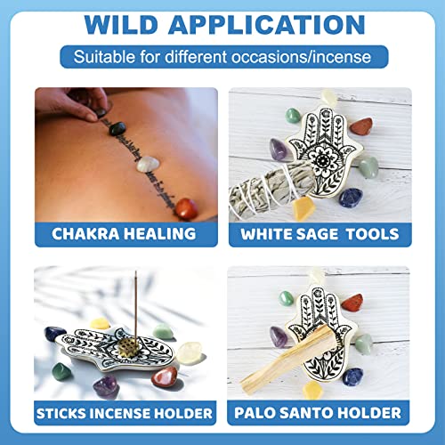 Allace Cool Incense Holder&Healing Crystals Set Include Seven Chakra Stones& Sticks Incense, Palo Santo Holder, Sage Smudge Kit, For Yoga Meditation/Modern Aromatherapy Ornament, Zen Decor (Black) #TOP3