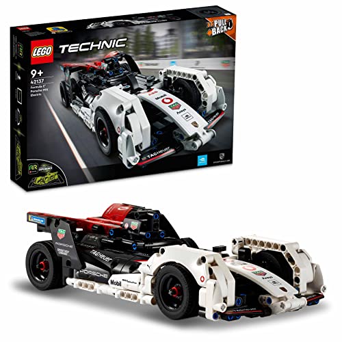 LEGO 42137 Technic Formula E Porsche 99X Electric, Rennauto für Kinder, Modellauto-Bausatz, Spielzeugauto mit Rückziehmotor und AR-App