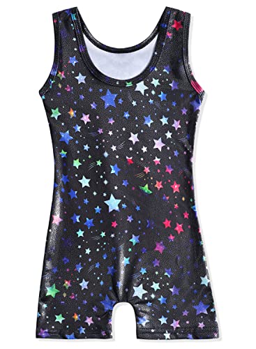 Image of HOZIY Gymnastics Leotards for Girls with Shorts Toddlers Biketards Rainbow Unicorn Dinosaur Mermaid Leopard Flower Galaxy