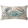 Ekobla ocean beach theme decorative pillow case throw pillow covers big crab sea coastal farmhouse waist oblong rectangle throw pillowcase for sofa couch bed home cotton linen 12×20 inches  urban country home decor