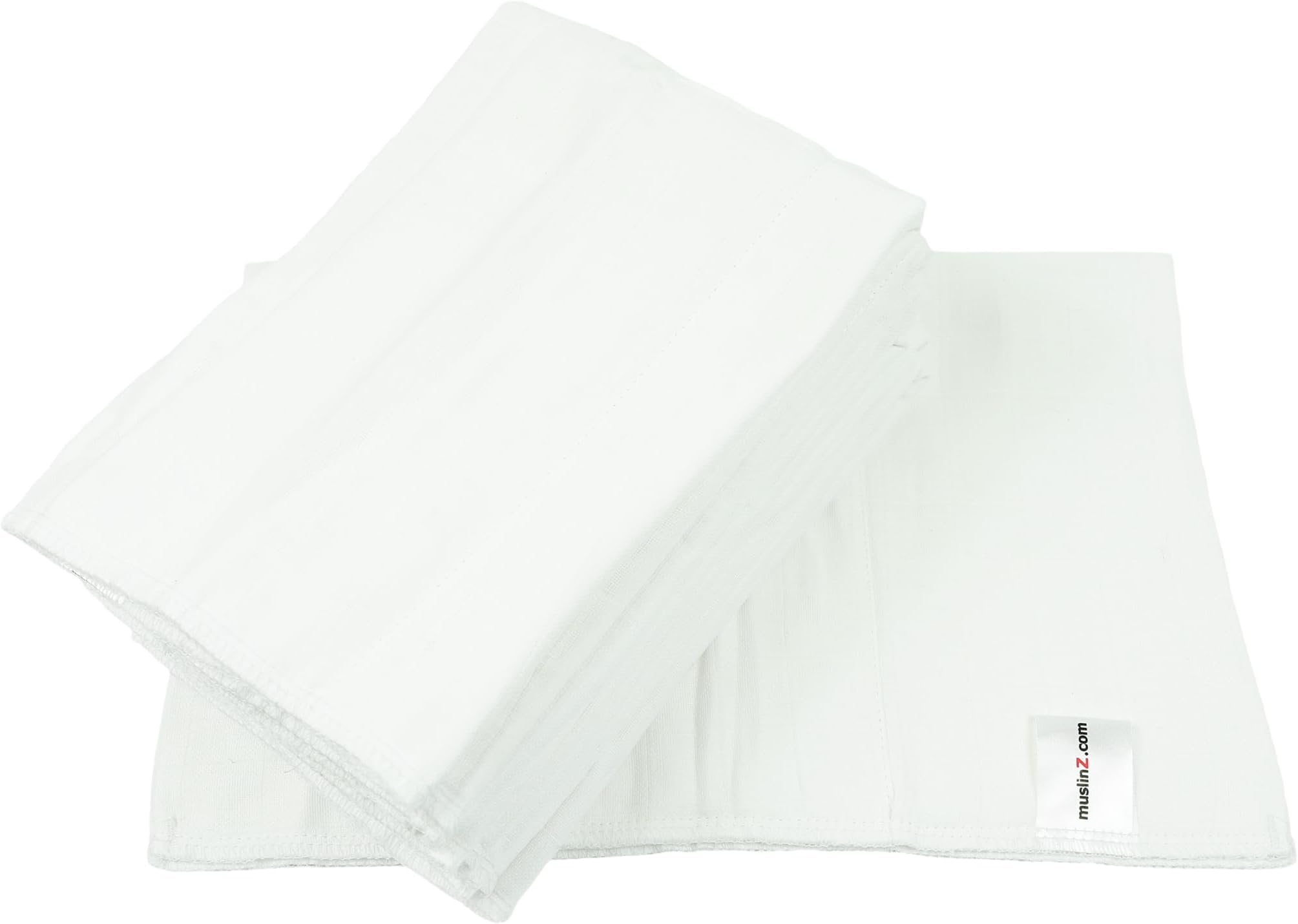 MuslinZ 6 Pack Prefold Cloth Nappies White Cotton Muslin Cloth Diaper Baby Reusable Nappy (Size 2)