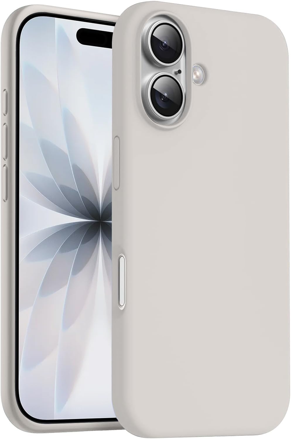 DIZORO Compatible with iPhone 17 Case 6.3, Slim Liquid Silicone 3 Layers Full Covered Soft Gel Rubber Phone Cases Protective Back Cover 6.3 Inch - Stone Grey