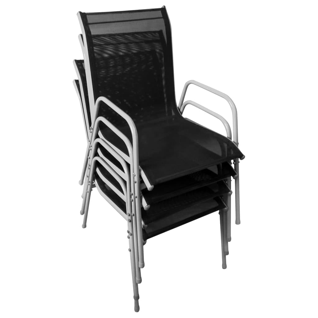 vidaXL Set Muebles Jardín 5 Piezas 80x71cm Acero Gris Negro Mobiliario Terraza