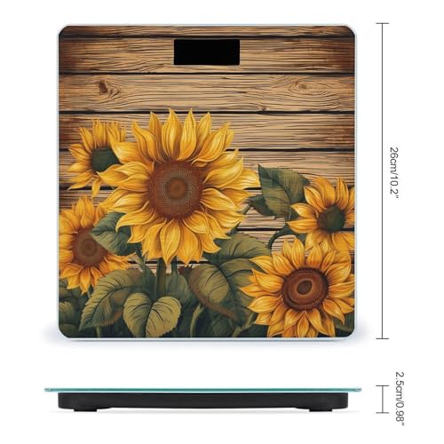 Báscula digital de baño con diseño girasol y plataforma de vidrio templado miniatura 2