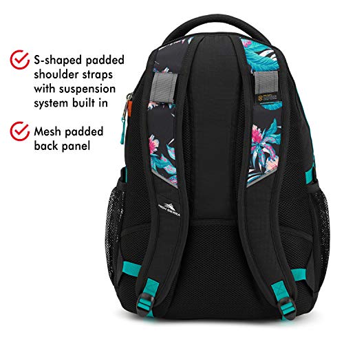 Image of High Sierra Swerve Laptop Backpack, Black /Tropic Nights /Turquoise, 19 x 13 x 7.75-Inch