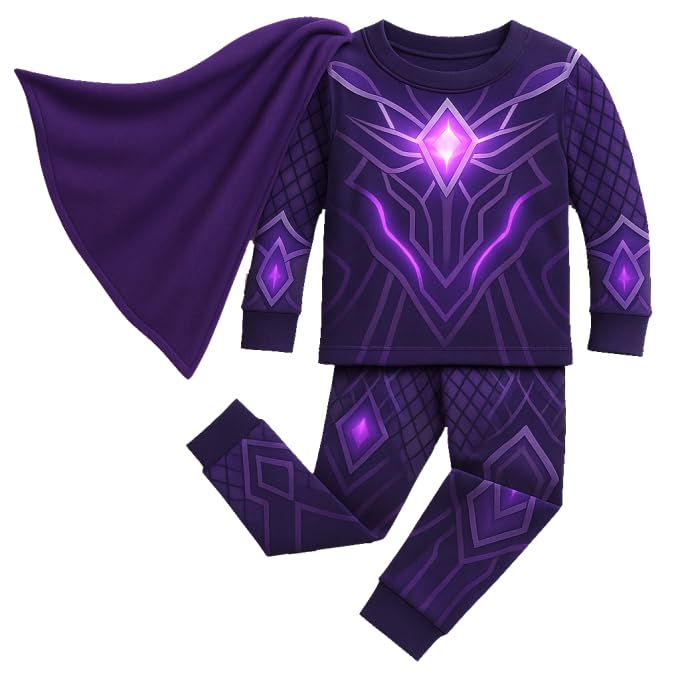 LEMONBABY Little Kids Boys Girls Super Hero Character Costume Home Wear Pajamas Sets Cotton Sleepwear (5Y, PURPLE)