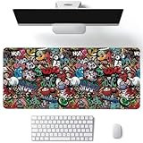Xinyuer Mauspad XXL Abstraktes Graffiti Mauspad Gaming 600x300x3mm Große Tastaturmatte Waschbares mit Rutschfester Basis für Zuhause und Büro