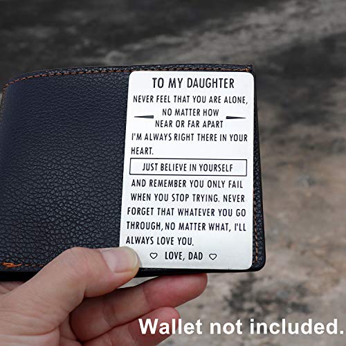 XYBAGS Gifts for Daughter from Dad, To My Daughter Engraved Wallet Card Inserts with Inspirational Quotes, Christmas, Birthday, Graduation, Gift Ideas2