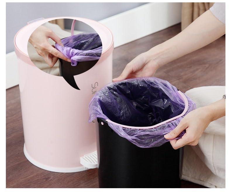 ONCARNIVAL Trash Can,Household Plastic Round Foot Pedal Waste Bin with Lid and Removable Inner Wastebasket (6L) 4