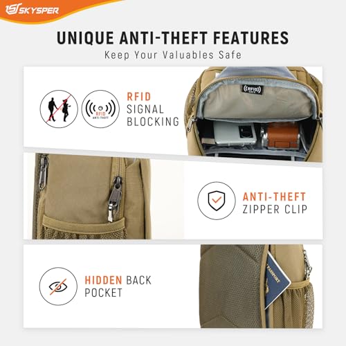 Image of SKYSPER Sling Bag RFID Cross Body Bag Recycled Crossbody Backpack Travel Daypack