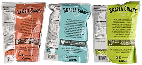Harvest Snaps Snapea Crisps and Lentil Snaps 3 Flavor Variety Bundle: (1) Snapea Crisps Lightly Salted, (1) Snapea Crisps Wasabi Ranch, and (1) Lentil Snaps Tomato Basil , 3-3.3 Oz. Ea. (3 Bags Total) - Thumbnail 2