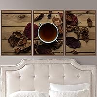 3 Piece Framed Canvas Wall Art Coffee Canvas Prints Home Artwork Decoration for Living Room,Bedroom - 16