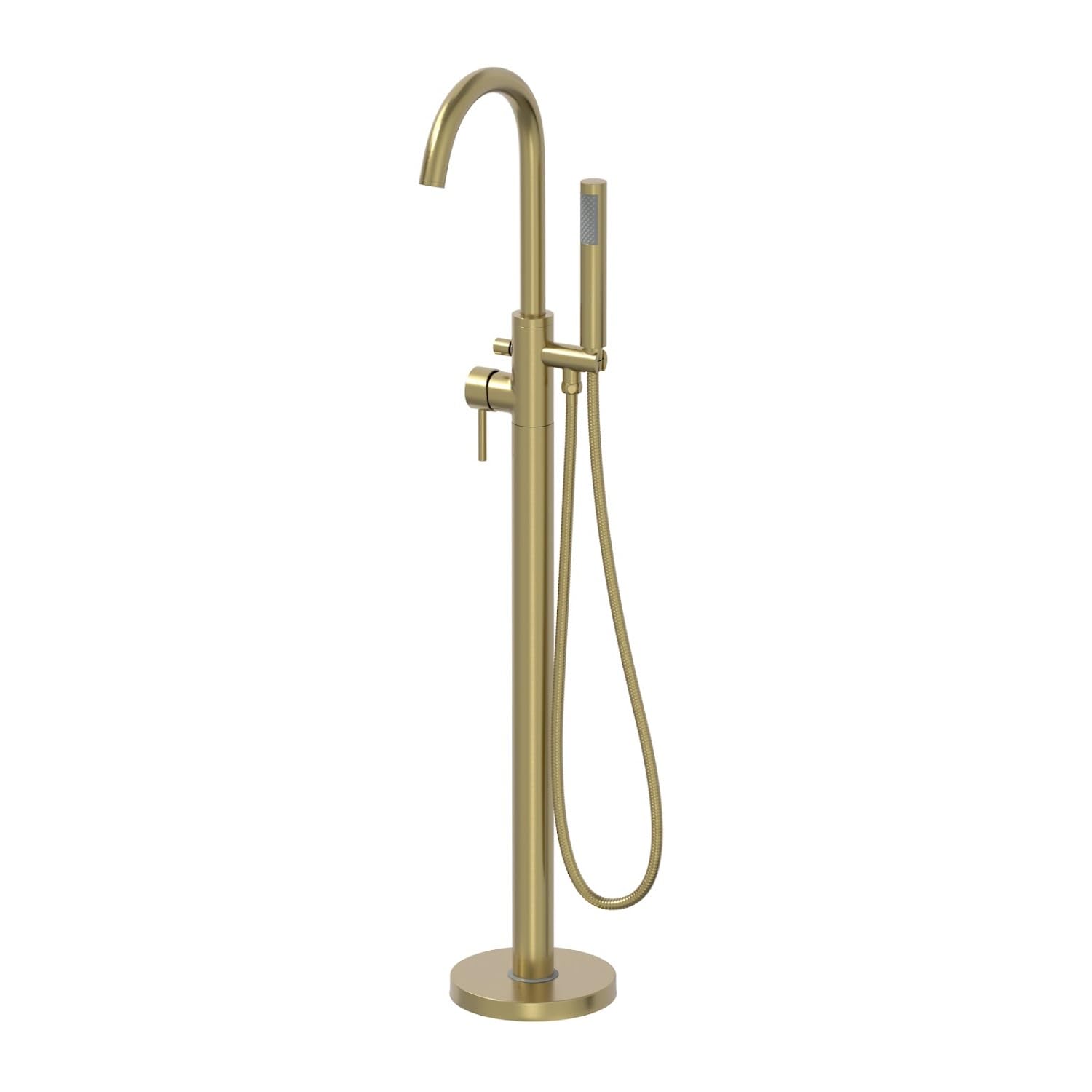 Architeckt Brushed Brass Architeckt® Avellino Bathroom Freestanding Bath Shower Mixer Tap Handset Hose Attachment Round Single Lever Handle For Bathtub Modern,