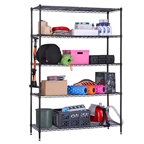 Image of Callas Commercial Grade Heavy-Duty 5-Tier Height Adjustable Rack, Load Capacity 125 Kg per Shelf (Black | 90 x 35 x 180 cm)
